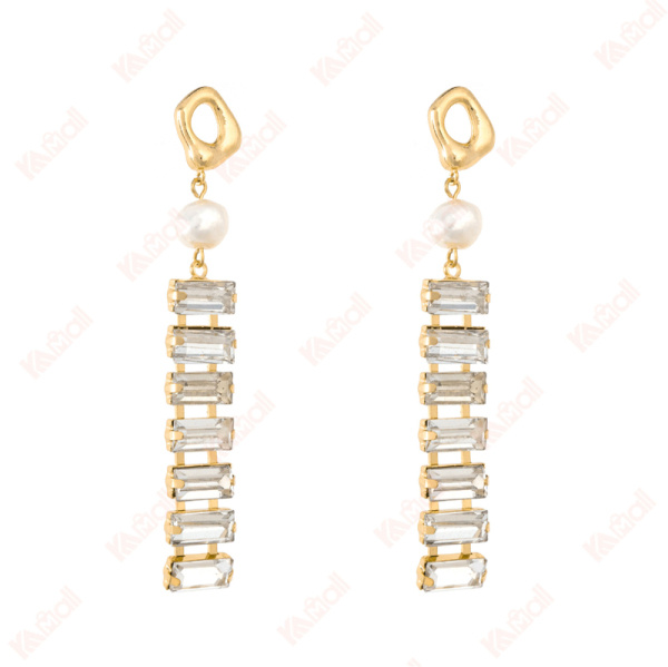 chain link rhinestone unique earrings